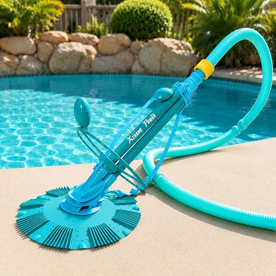 XtremepowerUS Automatic Pool Cleaner Sweeper Vacuum Pool Cleaner Sweep High Flow Side Suction Wall Climb for In-Ground Swimming Pool with Hose Suction Set (Blue)