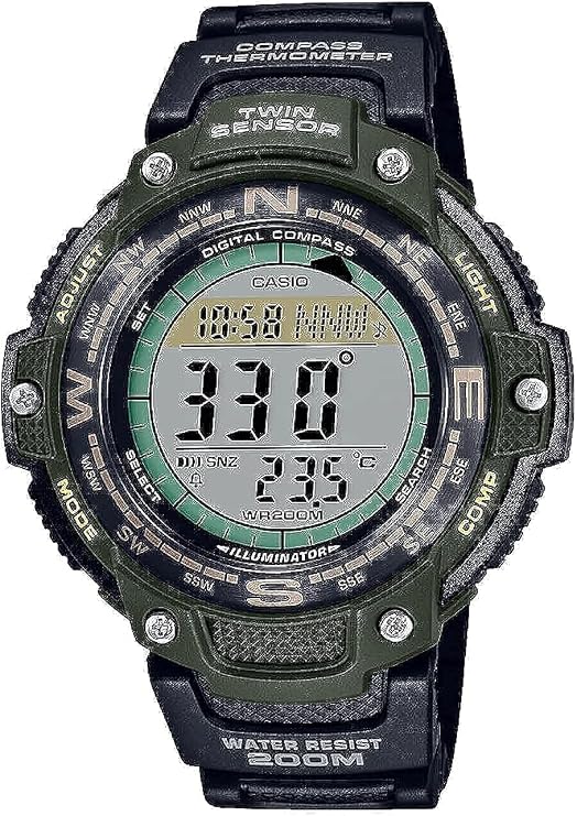 Casio SGW100 Series | Digital Watch & Compass | 200M WR | 100 SEC Stopwatch | Twin Sensor for Direction & Temperature | Low Temp Resistant | World Time | Auto Calendar | Multi Alarm