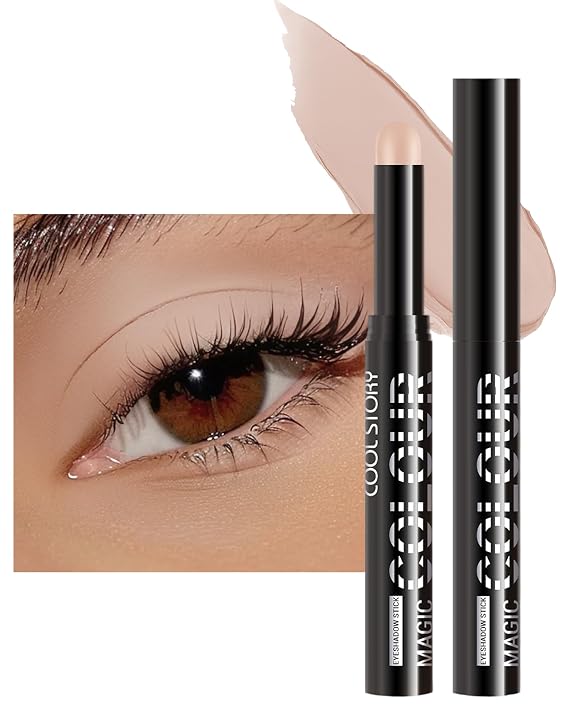 Nude Beige Color Matte Cream Eyeshadow Stick, Cream Smooth Eye Shadow Stick | Waterproof Long Lasting, Blendable Brightener Eyeshadow Pencil, Lightweight High Pigment Crayon Makeup for Women-01