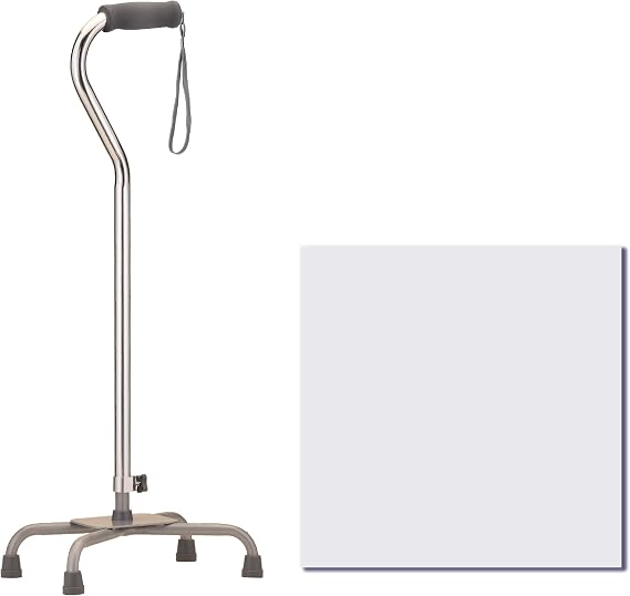 NOVA Medical Quad Cane- Large Base with Offset Silver