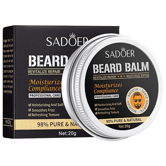 SADOER, Moisturizing Soft, Beard Care Balm, Nourish & Shape, Clear, 20 g