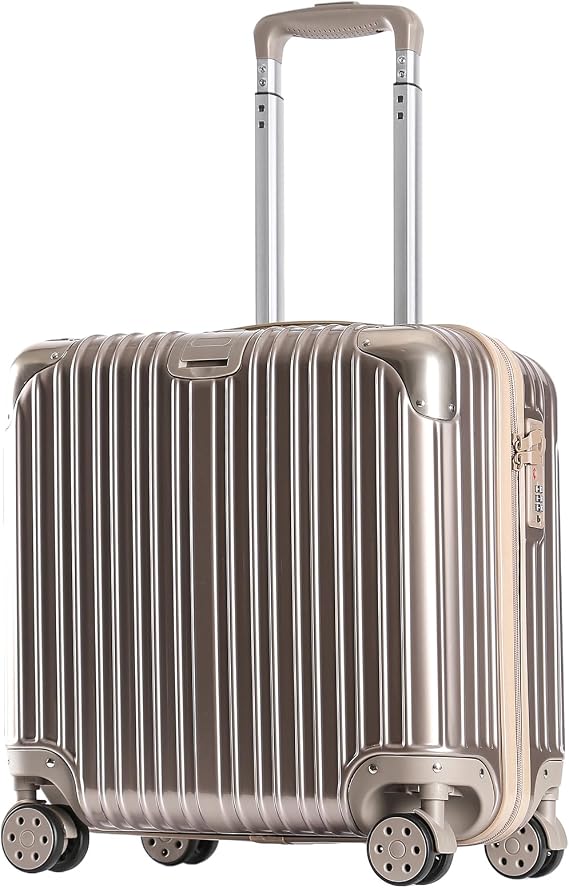 Small Carry on Luggage Airline Approved, Hardside Carry on Suitcases with Spinner Wheels and TSA Lock, 18 Inch Travel Luggage Hard Shell Lightweight Rolling Suitcases for Travel/Business (Gold)