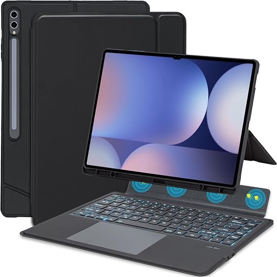 Backlit Touchpad Keyboard Case for 14.6 inch Galaxy Tab S10 Ultra 2024/ Tab S9 Ultra 2023/ Tab S8 Ultra 2022, Backlight Multi-Angle Kickstand,Portrait/Landscape Stand Detachable Magnetic Cover Case