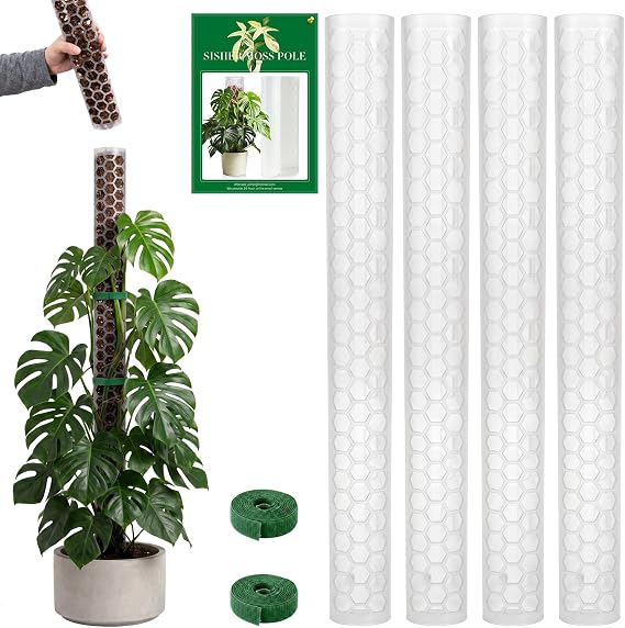 4 Pack 24 Inch Stackable Support,Plastic Moss Pole for Monstera
