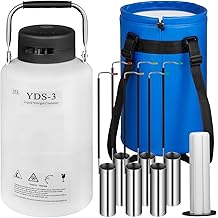 3L Liquid Nitrogen Container, Aluminum Alloy Tank, Static Cryogenic, with 6 Canisters and Carry Bag for Beginners DIY