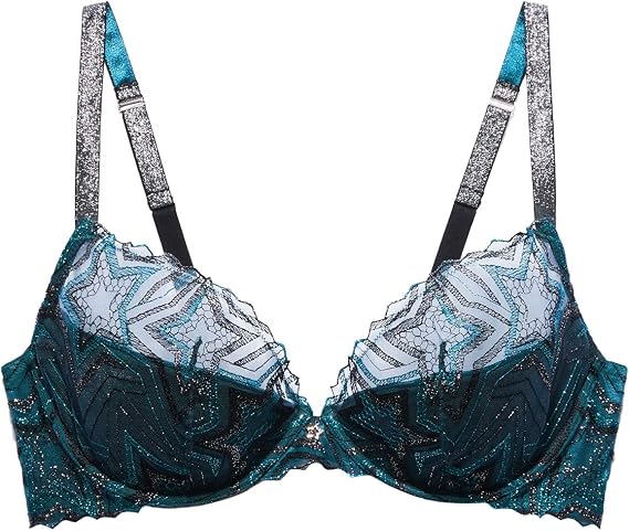 Savage X Fenty Womens Shining Star Embroidered Half Cup Plunge Bra