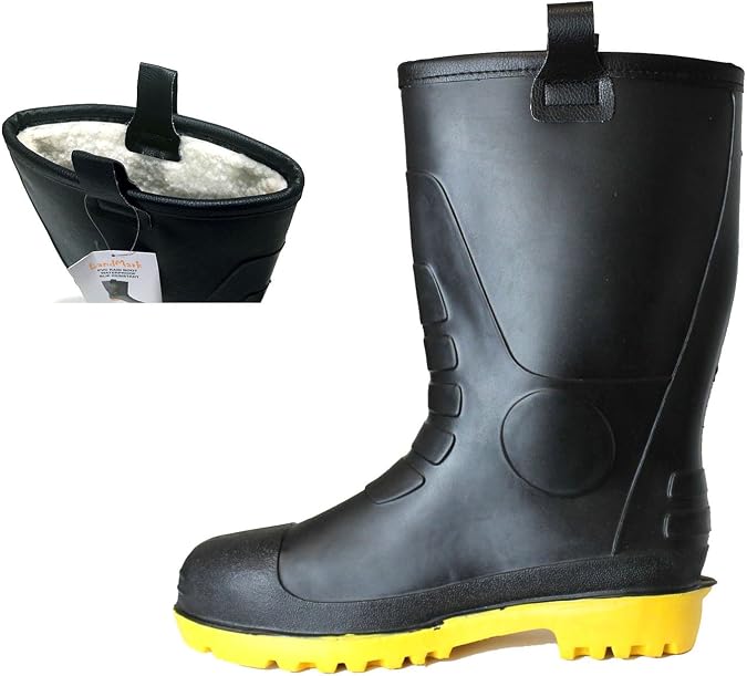 L&M Mens Waterproof Fur Interior Rubber Sole Winter Snow Rain Boots Insulated (6)