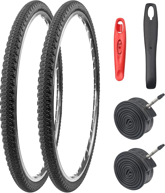 Road Bike Tire 700x42c 2 Pack with 2 Tubes Gravel Bike City Bike Tire Strong Grip Compatible Replacement Bicycle Tire for Bicycle Cruiser Bike Black