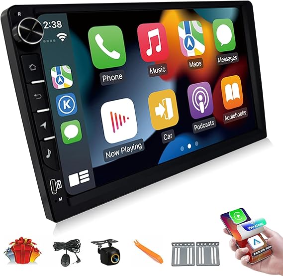 CUSP 9" Universal Android Car Stereo with Wireless CarPlay and Android Auto | HD IPS touchscreen, 2GB+32GB, Bluetooth, Wi-Fi, GPS navigation, USB connectivity, included rear camera