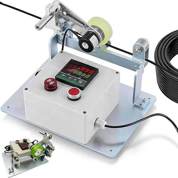 0-999999m Digital Wire Rope Counter, Electronic Length Meter, Roller Type Electronic Display, Multi-Unit Switching, with Alarm Function, Single
