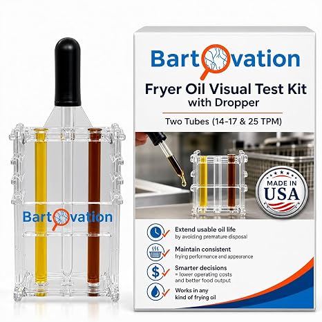 Bartovation Fryer Oil Visual Test Kit, 14-17 & 25 TPM | Save Frying Oil & Reduce Waste, for Monitoring Shortening Quality, Made in USA, with Dropper & Two Tubes