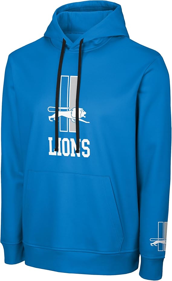 FOCO NFL Men's Official Throwback Retro Primary Logo Wordmark Polyester Pullover Hoodie Sweatshirt