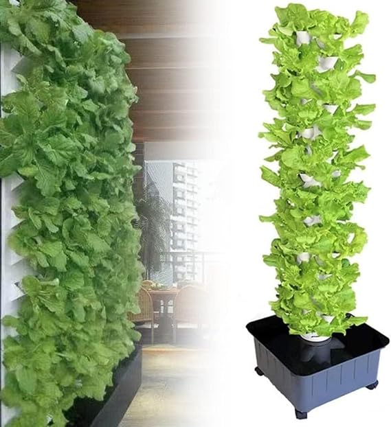 Hydroponics Tower, Aquaponics Grow System, Garden Tower Aeroponics Growing Kit for Herbs, Fruits and Vegetables