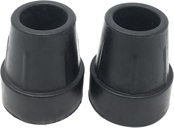 PCP Replacement Cane Tips, 1 inch / 2.5 cm diameter (Black, Two Tips), Black, 1-Inch diameter
