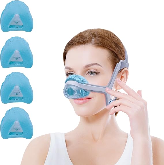 4 Pack Nasal CPAP Mask Liners Compatible with Medium Size N20 Nasal Mask Cushions. Enjoy Silky Comfort, Reducing Facial Redness and Pressure Marks for Enhanced Comfort (Ice Blue) (Medium)