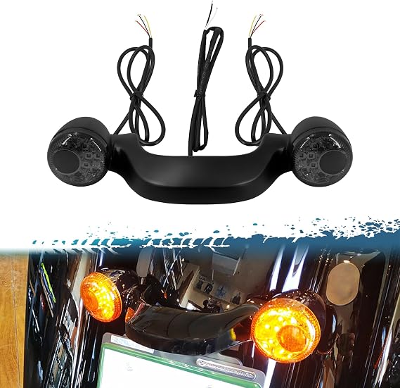 Bullet Rear Brake Light Bar with Turn Signals Smoke Lens LED Light Fit for Harley Electra Glide Road Glide Road King Street Glide 2010-2023 Matte Black
