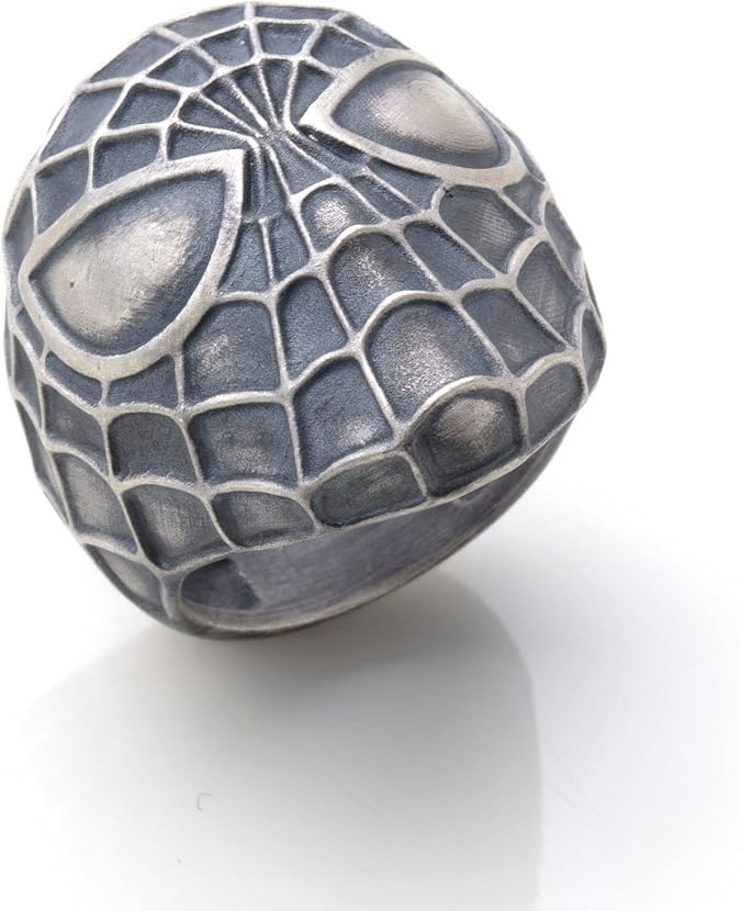 925K Sterling Oxidized 0.030 lbs, 0,98 x 1,18 Inch, Men Handmade Custom Super Hero Jewelry, Special Design Cool Ring