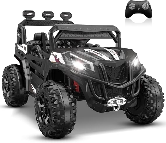 ANPABO 24V Ride On Toys for Kids w/Remote Control, 4WD/2WD Switchable Black
