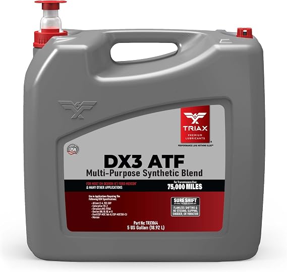 TRIAX DX3 ATF - Compatible with All GM Dexron III and Ford Mercon Applications- Multi-Purpose, Friction Optimized, High Mileage Automatic Transmission Fluid (5 Gallon)