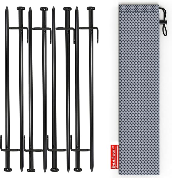 Heavy Duty Steel Tent Stakes - Tarp Pegs Camping Stakes for Outdoor Camping Canopy and tarp, 12 inch 8PC Pack