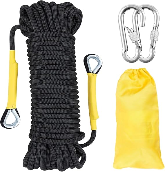 10mm Climbing Static Rope 40m High Strength with 2 Carabiners