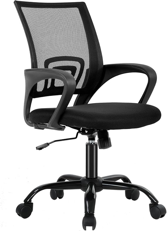 FDW Ergonomic Office Chair Home Desk Chair Task Mesh Computer Chair Gaming with Back Lumbar Support Armrest Modern Swivel Modern Adjustable Rolling Executive Mesh Chair for Women Men (Black) | with Lumbar Support & Adjustable Height | Breathable Mid-Back Design & High Density Sponge | For Home, Office