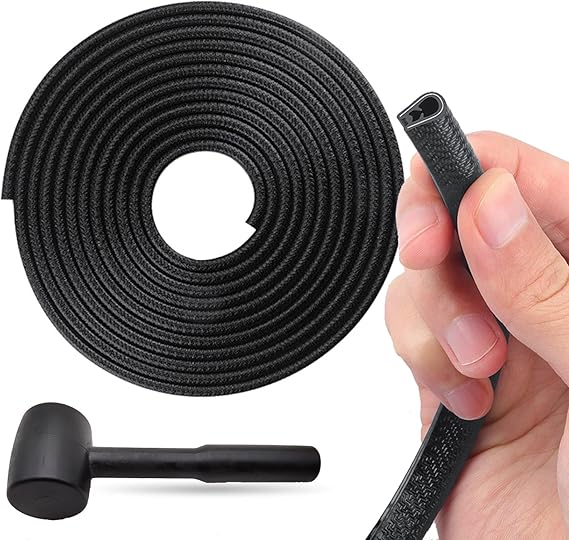 Car Door Edge Guards Black, 32.8Ft(10M) Car Door Edge Protector Rubber U Shape Edge Trim Universal Fit for Jeep Trucks Offroad SUV All Vehicles with Rubber Mallet(Black 32.8FT)