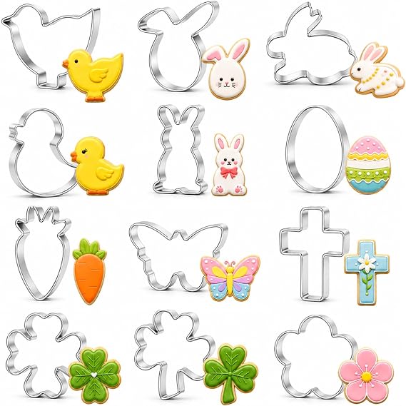 Mini Easter Cookie Cutter Set, 12 Pcs Mini Stainless Steel