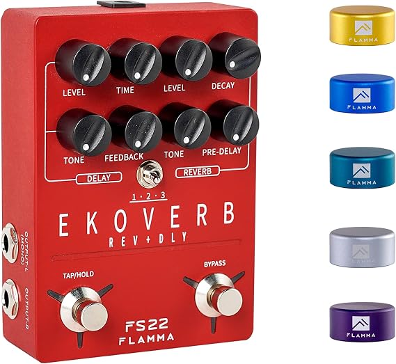 FLAMMA FS22 Delay Reverb Combo Pedal with 5 pcs Footswitch Toppers