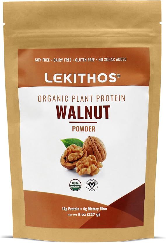 Lekithos Organic Walnut Protein Powder, 8oz | 14g Protein, 32g Fiber, 100% Pure Single Ingredient, Plant-Based, USDA Organic