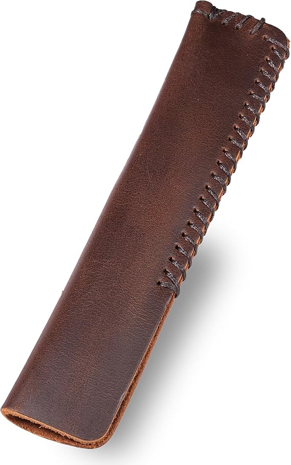 Handmade Genuine Leather Single Pen Case Fountain Pen Sleeve Holder Pouch Cover Vintage (Coffee)