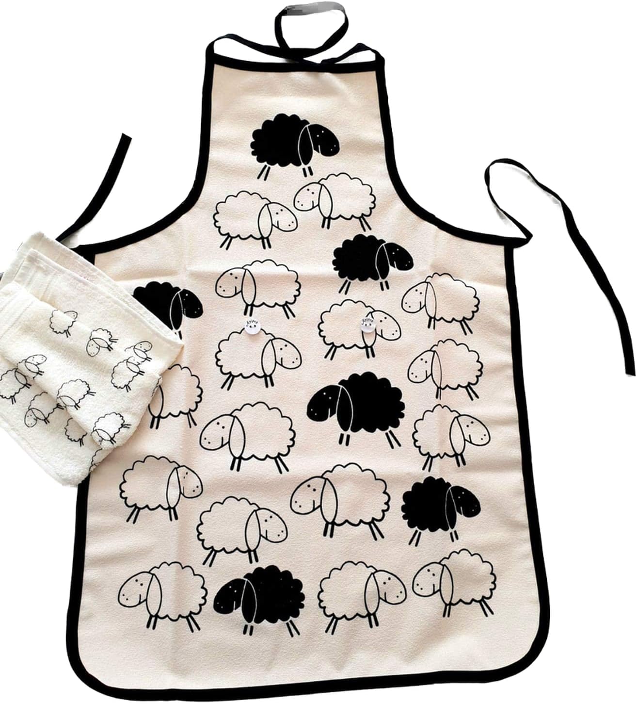 Kitchen Apron  Hand towel Lamb Design Natural Cotton