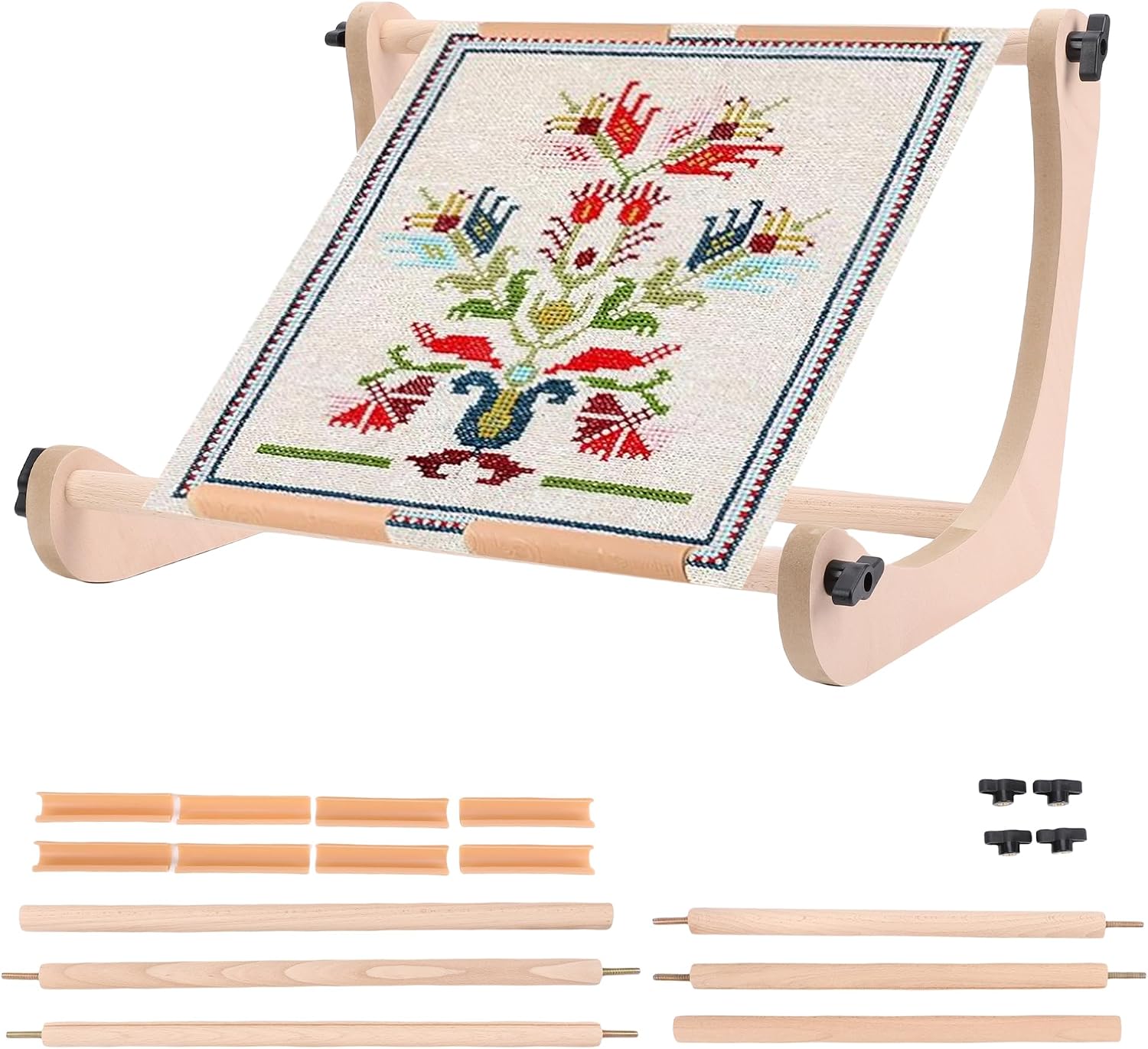 MEKOTRIN Adjustable Embroidery Stand, Cross Stitch Hoop Holder, Wooden Needlework Frame for Table Top Cross Stitch or Tapestry, Quilting Hoop Stand Stitching Needlepoint Holder Tool