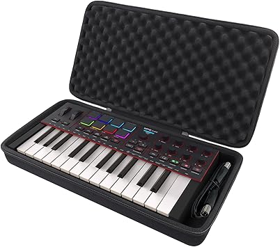 co2CREA Hard Carrying Case for Akai Professional MPK Mini IV MIDI Keyboard Controller, EVA Protective Case with Shockproof Interior, Portable Storage Case for MIDI Keyboard & Accessories Black