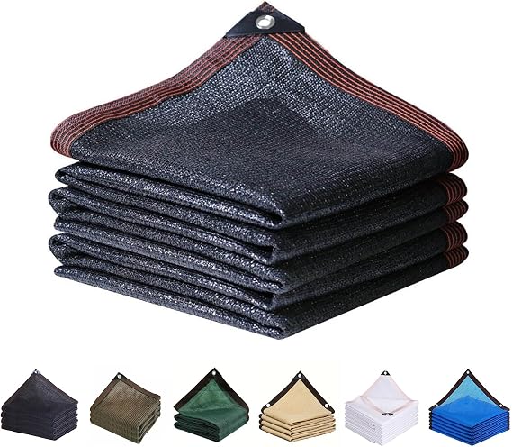 90% Shade Cloth, Patio Sunshade Cloth, Tear Resistant Sun Shadeing Net, 5ft 10ft 20ft 30ft 40ft 50ft Sunscreen Mesh for Deck Pergola Backyard Dog Kennel Camper Awning(Black,13.2ftx16.5ft)