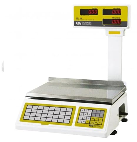Aquos Digital Scales PC-100 PL Price Computing Scale with LED Pole Display Class III Legal for Trade Food & Meat Scale 60 lb / 30 kg Capacity Retail Grocery Deli Kitchen Scale