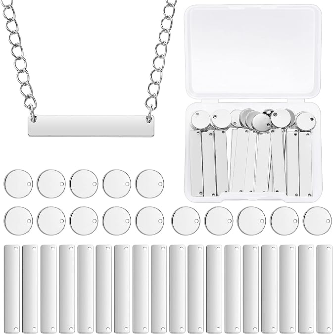Hicarer 30 Pcs Metal Stamping Blanks Tag Pendants