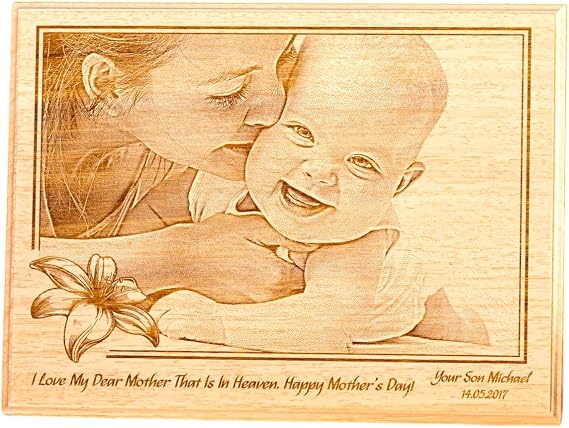 Personalized Wooden Photo Gift for Mom Custom Laser Engraved Picture Frame Unique Handmade Mother's Day Memorial Keepsake (8.75" x 12" x 0.5")