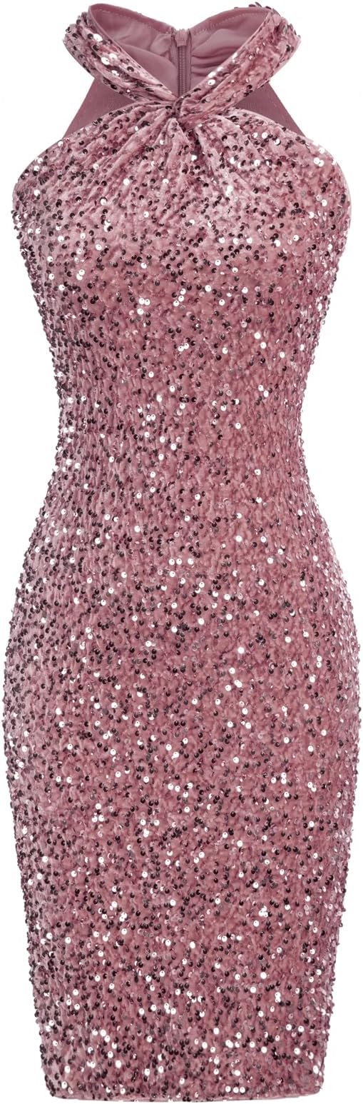 GRACE KARIN Women Short Sequin Dress,Sparkly Cocktail Bodycon Dresses