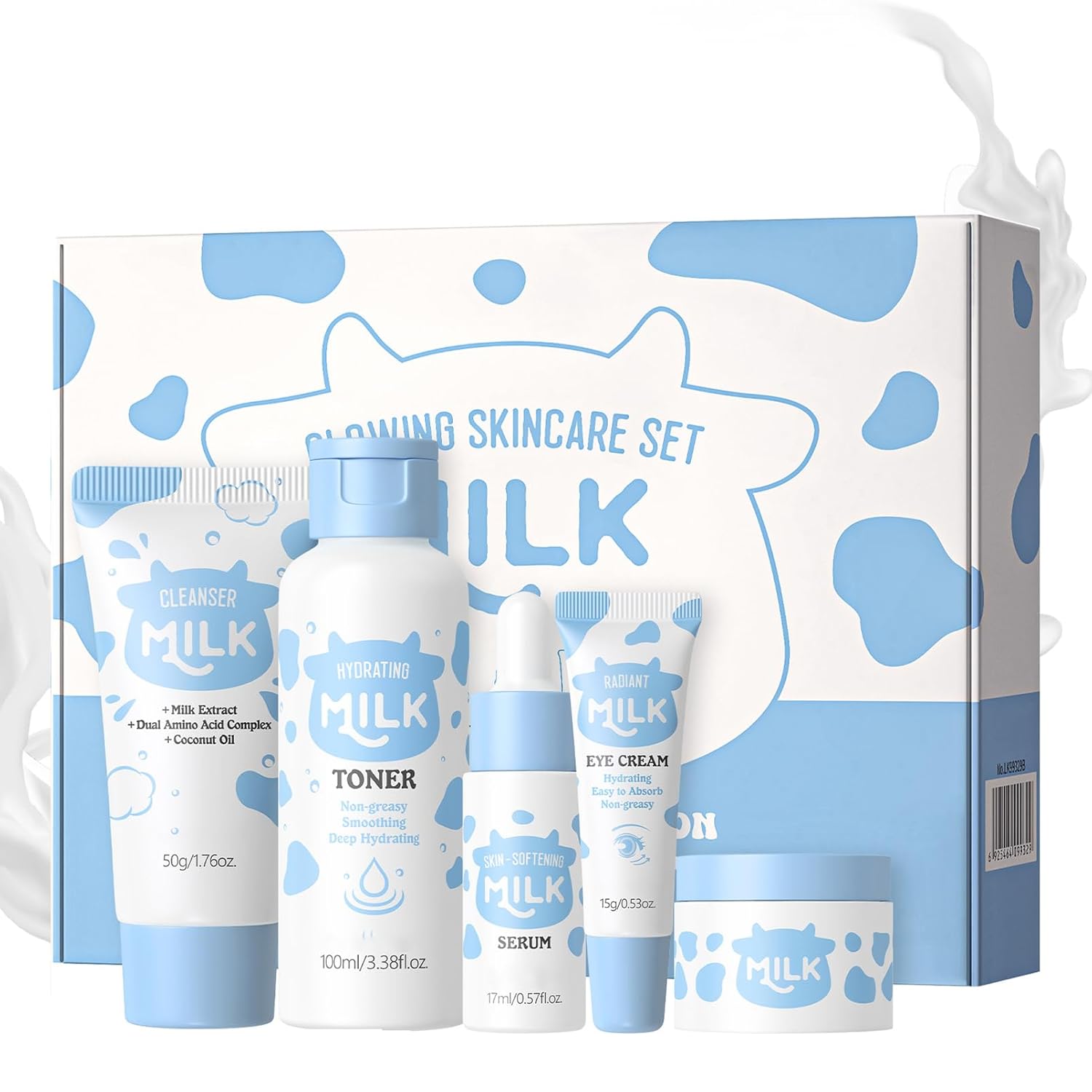 Milk Skincare Set Milk Face Care Set for Teenage Girls and Women Moisturising and Gentle Skin Care Set Skin Care Gift Set for All Skin Types (5 Pieces Milk)