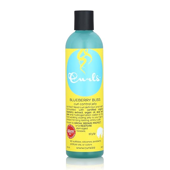 Curls Blueberry Bliss Control Jelly - 8 oz, Define & Defrizz, Wash and Go's, Twist Outs & Braid Outs, for Wavy, Curly, and Coily Hair Types