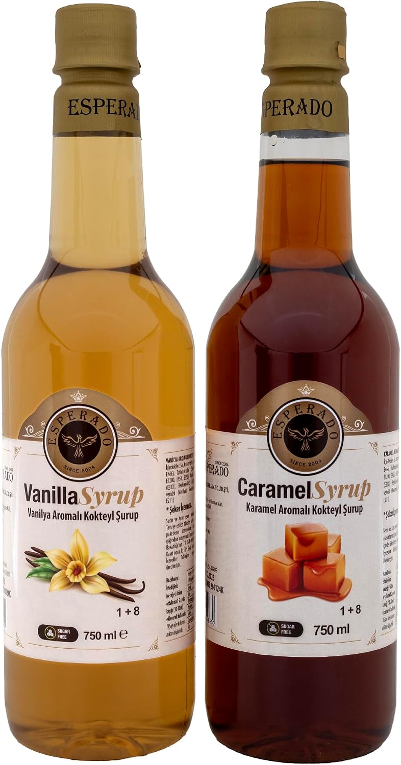Esperado Vanilla  Caramel Flavored Coffee Syrup - Set of 2 Li - Sugar Free - 750 ml X 2 AD