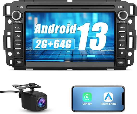 AWESAFE Car Radio Stereo for Chevy Silverado GMC Sierra Yukon 2007-2013 | Android Chevy Silverado 1500 Radio Upgrade with CarPlay Android Auto Multimedia Video Player - with Backup Camera
