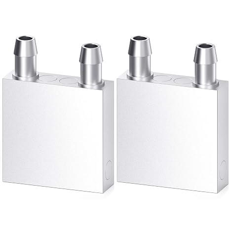 Aluminum Water Cooling Block, Liquid Water Cooler Heat Sink System for PC Computer CPU Graphics Radiator Heatsink Endothermic Head Silver 2pcs(40mm x 40mm x 12mm)