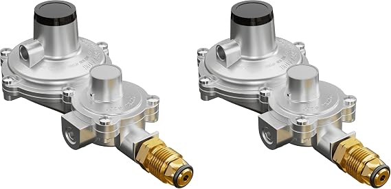 CALPOSE 2 Stage Propane Regulator with POL, Propane Tank Regulator for RV, Vans, Trailers, Campers, 100lb Tank, ASME Tank, Generators (Pack of 2)