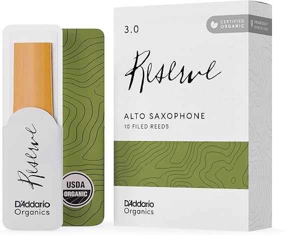 D'Addario Organic Reserve Alto Saxophone Reeds - Sax Reeds - Individually Sealed - 3.0 Strength, 10 Pack
