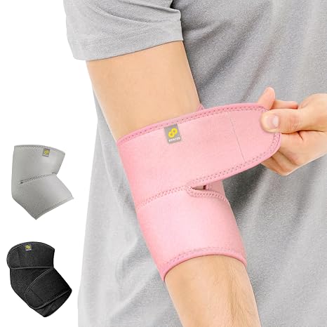 Bracoo Elbow Brace for Tendonitis Tennis Elbow Sleeve Wrap Support, Pink