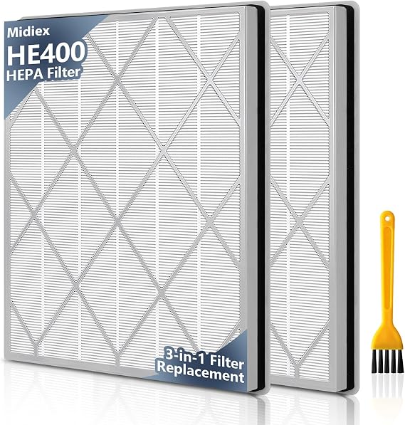 2 Pack HE400 HE401 Replacement Filter | For Shark Air Purifier 4 Model HE400 HE401 HE402 HE405 UA415 3-Stage Filtration Filters, H13 True HEPA #HE4FKPET Filter