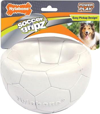 Nylabone Power Play Gripz Felt Soccer Ball Rubber Fetch Toy, Squeaky Ball for Dogs, Medium 1 Count