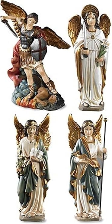 Archangel Saint St Michael Gabriel Uriel Raphael Figurines 4 Piece Statue SET Chapel Decoration